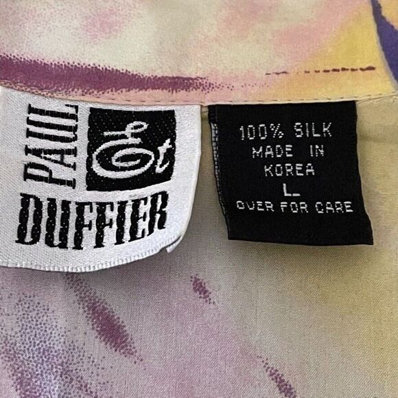 Vintage 80s Womens 100% Silk Sheer Sexy Floral Button Down Geometric Blouse Sz L - Picture 3 of 7